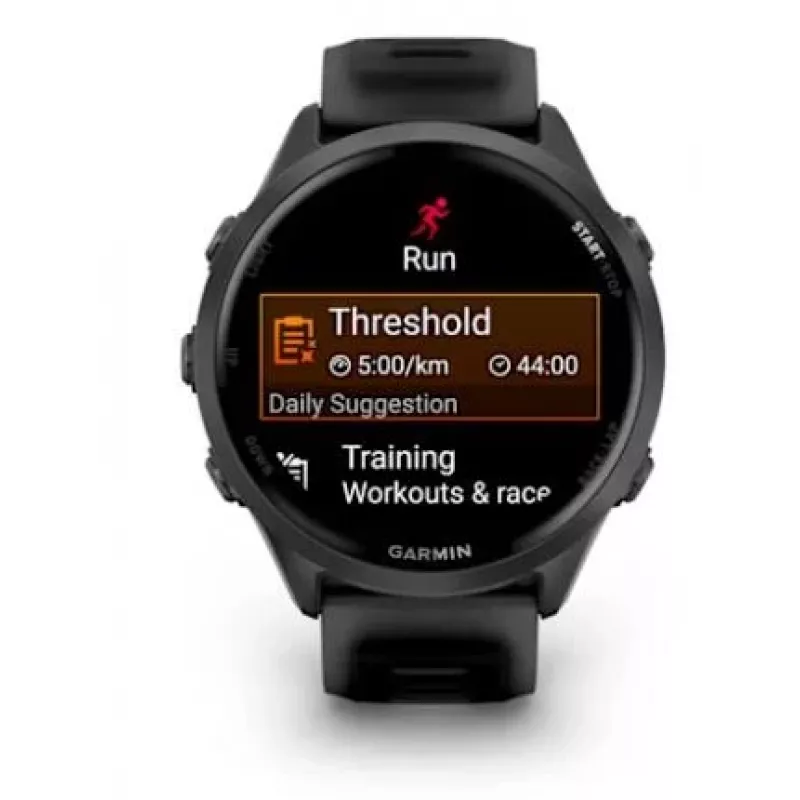 Smartwatch GARMIN Forerunner 570 — caixa de alumínio slate grey de 47 mm, pulseira de silicone preta translúcida