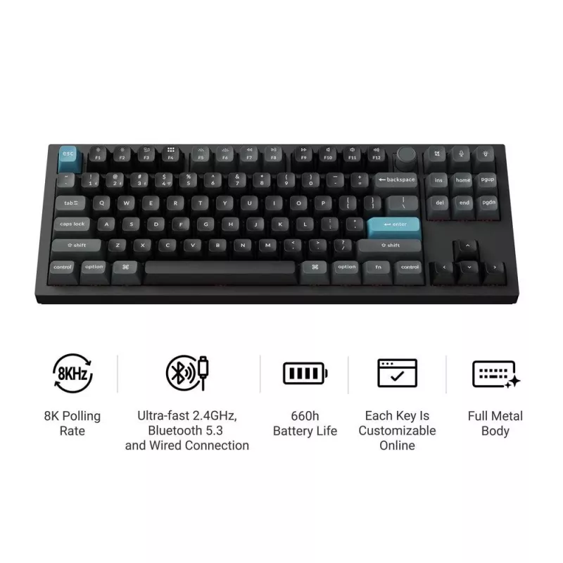 Teclado sem fios Q3 ULTRA/Preto Q3U-M3 Keychron