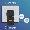 Carregador Qoltec 52381 Super Quick PD | 1xUSB-C | 1xUSB | 90W | 5-20V | 2,4-4,35A | preto
