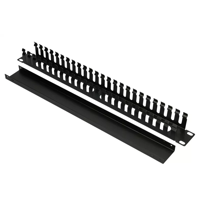 Extralink EX.9700 organizador de cabos 1U 19" com tampa metálica, preto
