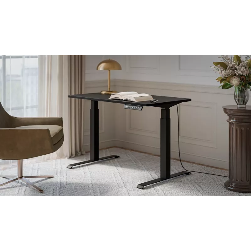 Secretária cama meble MOON secretária reta com regulação elétrica de altura 1210×670 mm preta