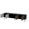 Móvel de TV cama meble CORTINA 4D 200x40x55 cm, tampo superior preto, frentes cor de nogueira