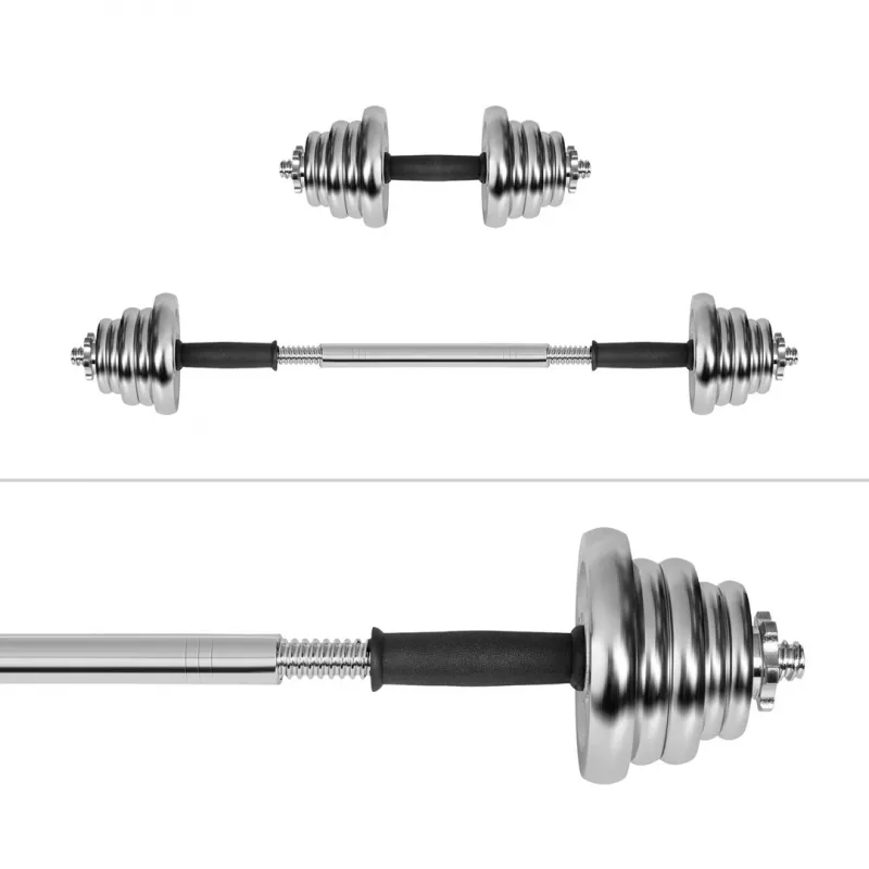Halteres ajustáveis Rebel Chrom 20 kg com mala e barras de haltere (2) — discos de 2,5 kg, 1,25 kg, 0,5 kg