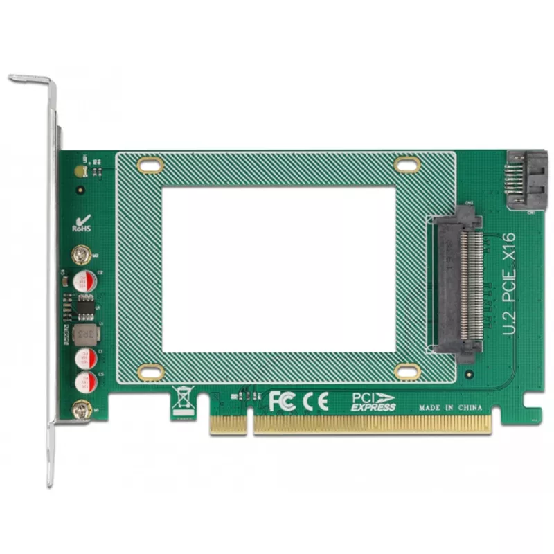 Delock - controlador de armazenamento - 2.5 (6,4 cm) - U.2 NVMe / SATA 6Gb/s - 600MBps - PCIe 4,0 x16 (90051)