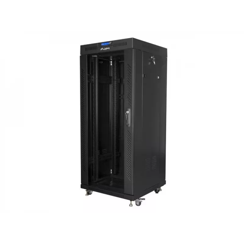 Rack autónomo LANBERG FF01-6627-12BL 19 polegadas 27HE 600x600 mm porta de vidro, capacidade de 800 kg