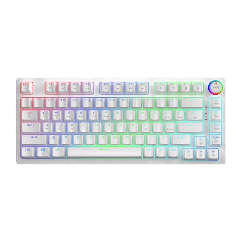 Teclado mecânico sem fios SAVIO PHENIX WHITE, Gateron Red Pro, ABS