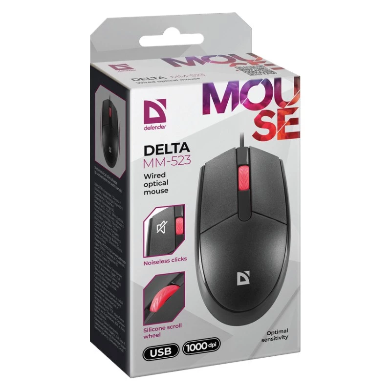 Rato DEFENDER DELTA MM-523 preto ÓTICO (52523)