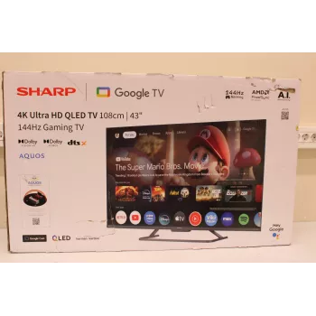 Smart TV Sharp 43HR7265E 43 polegadas (108 cm) 4K UHD LED, Google TV, Wi-Fi, HDMI/USB/RJ45 – preto – embalagem danificada