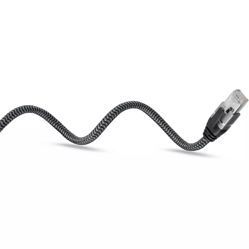 Cabo Ethernet USB-A 3.2 Gen1 macho > RJ-45 macho, adaptador LAN preto/prateado, 1,5 metros, revestimento têxtil entrançado