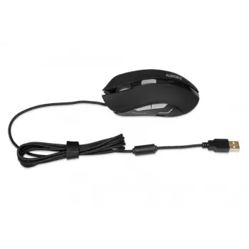 Rato ótico com fios IBOX Aurora A-1 — para destros, 6 botões, 2400 DPI, USB Type-A, iluminação LED, cabo de 1,8 m