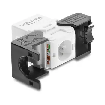 Delock 90802 Módulo Keystone RJ45 para LSA Cat.6 UTP, sem ferramentas, preto/branco