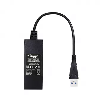 Adaptador Akyga AK-AD-31 USB 3.0 para Gigabit Ethernet, RJ45, cabo de 15 cm, preto