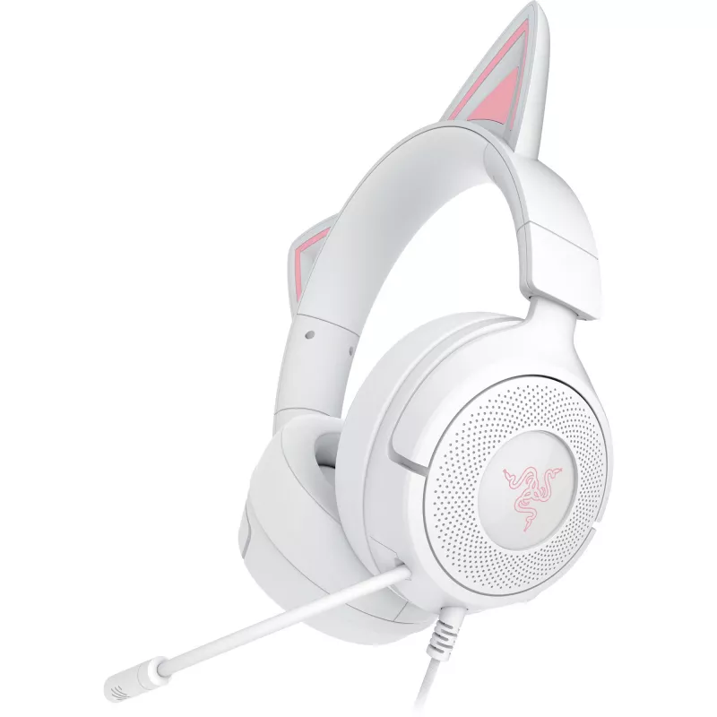 Headset Razer Kraken Kitty V3 X — headset gaming com iluminação RGB, design leve, microfone incorporado