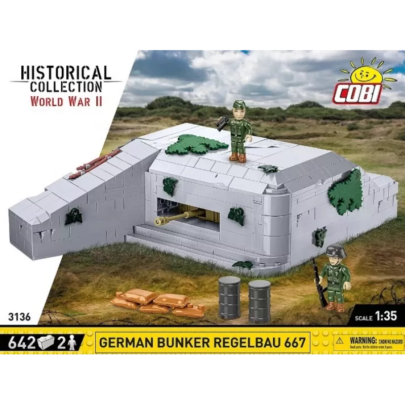 Conjunto de construção Cobi Deutscher Bunker Regelbau 667/642 Modelo COBI-3136 – conjunto de peças detalhado