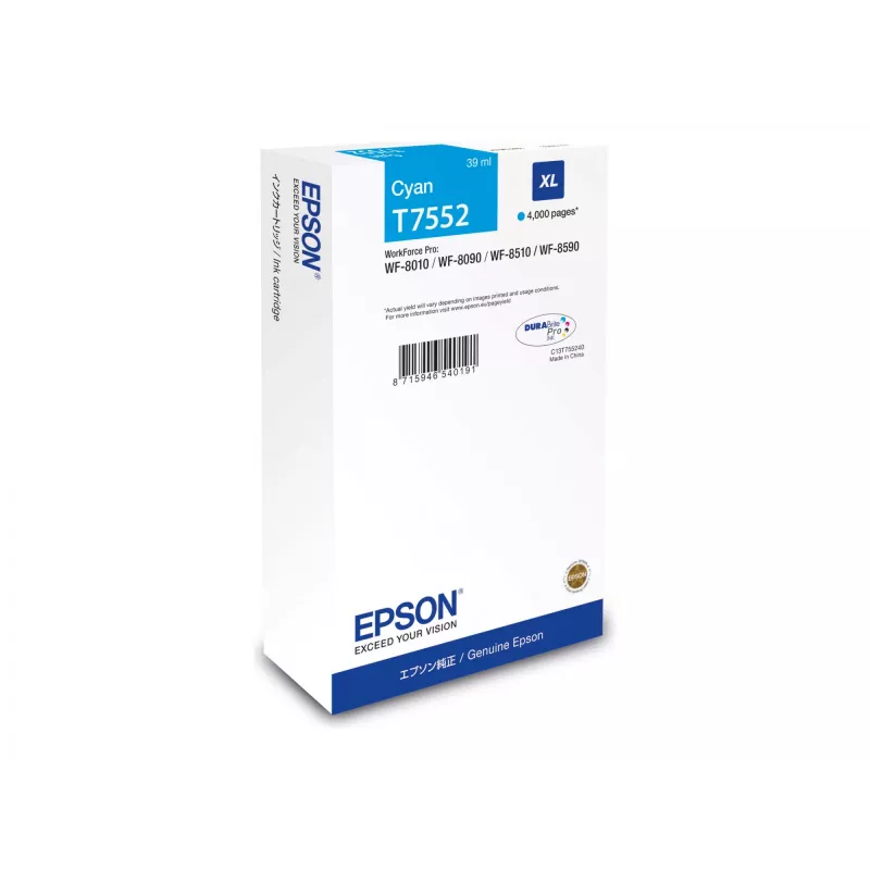 Tinteiro Epson C13T75524N (original, XL alta capacidade) ciano para série WF-8XXX