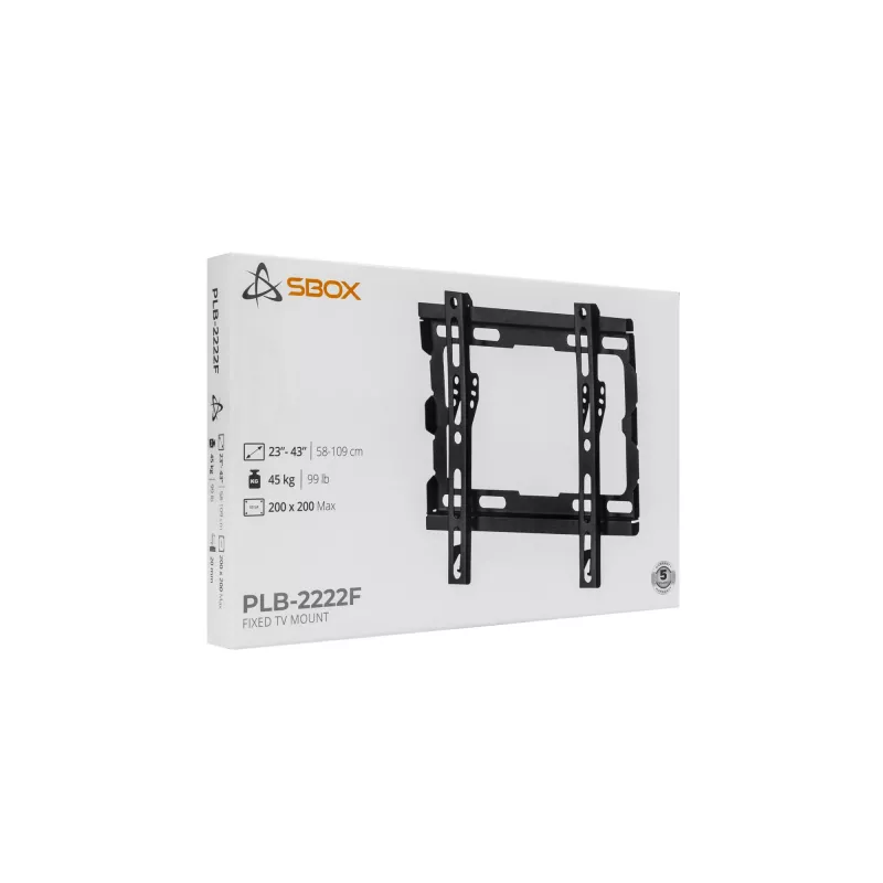 SBOX PLB-2222F-2 suporte de parede fixo para TV, 23-43 polegadas, 45 kg, VESA 200x200