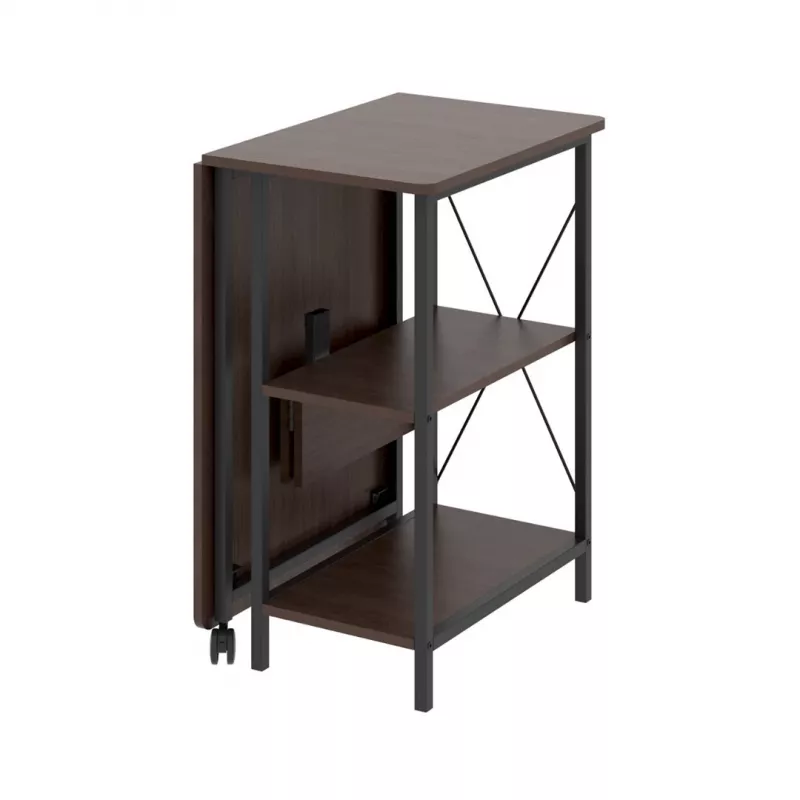 Mesa dobrável Loft Maclean, dimensões: 107x45x75 cm, máx. 150 kg, com tampo, cor nogueira escura, MC-411 B