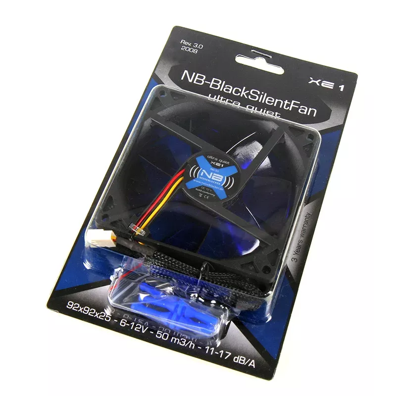 Ventoinha para caixa de computador NoiseBlocker BlackSilentFan XE1 92 mm, 1500 rpm, 17 dB, 50 m³/h, 4 V, preta