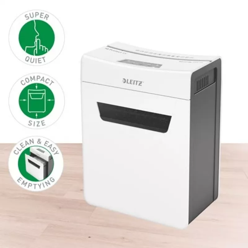 Destruidora de documentos Leitz IQ Protect Premium 8X P4, 4 x 40 mm, 14 L, 125 folhas, 55 dB, Touch, 8 folhas