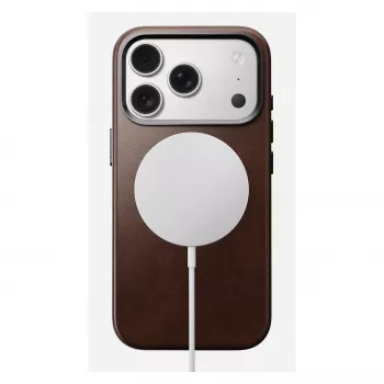 Capa para telemóvel Nomad Traditional Leather Case para iPhone 17 Pro, couro/microfibra, compatível com 6,3 polegadas (16 cm), castanho