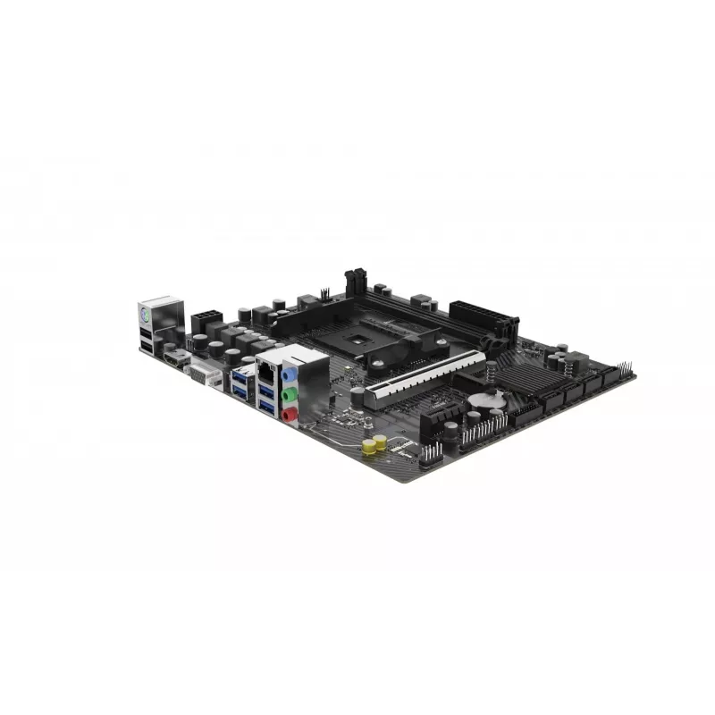 Placa-mãe Micro-ATX Sapphire A520M-E para socket AM4, chipset AMD A520, 2x DDR4 DIMM, máx. 64 GB, PCIe 3.0 x16/x1, SATA III, Gigabit LAN