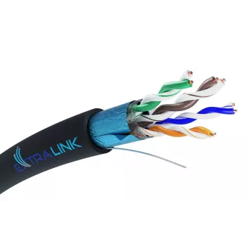 Cabo de rede Extralink Twisted Pair CAT5E FTP (F/UTP) V2 exterior 305M preto
