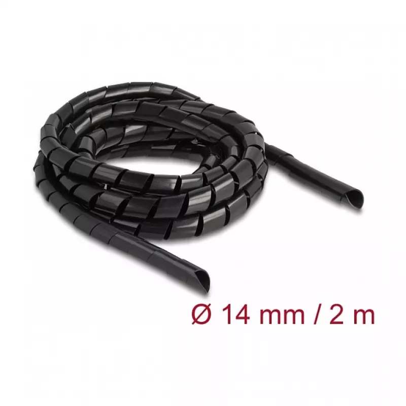 Manga espiral DeLOCK flexível 2 m x 14 mm preto polietileno