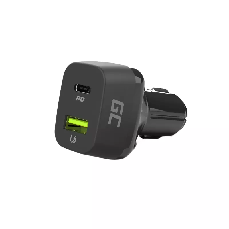 Carregador para automóvel Green Cell CAD33, 42 W, USB-C PD + USB-A QC3.0, entrada 12/24 V, saída 5–12 V