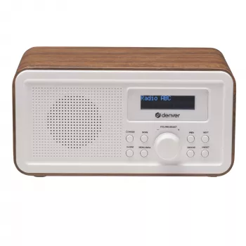 Rádio DENVER DAB-30DW rádio de mesa DAB/FM com acabamento em madeira escura