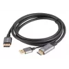 Adaptador de cabo de vídeo Lanberg CA-HDDP-20CU-0018-BK 1,8 m DisplayPort HDMI + USB preto, prateado