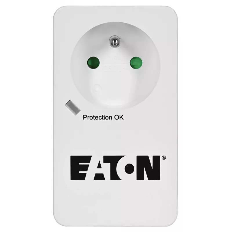 Caixa de proteção contra sobretensões Eaton Protection Box 1 FR — 1 tomada Type-E, 220–250 V, 16 A, 4000 W, preta, compacta