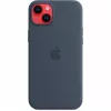 Capa de silicone Apple iPhone 14 Plus MagSafe azul tempestade