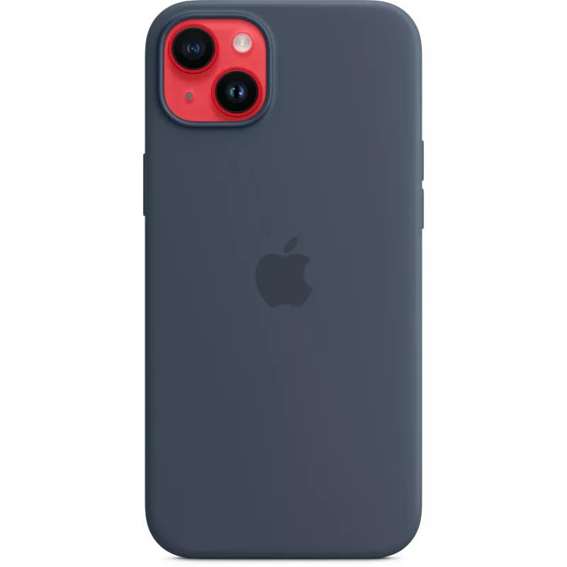 Capa de silicone Apple iPhone 14 Plus MagSafe azul tempestade