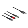 Delock - cabo Lightning, apenas para carregamento - USB macho para Micro-USB Type B, Lightning, USB-C macho - 1,0m - preto (87277)