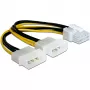 Delock 82397 cabo adaptador de alimentação PCI Express, 2x 4 pinos de 5,25" para PCIe de 8 pinos, 12 V, 0,30 m
