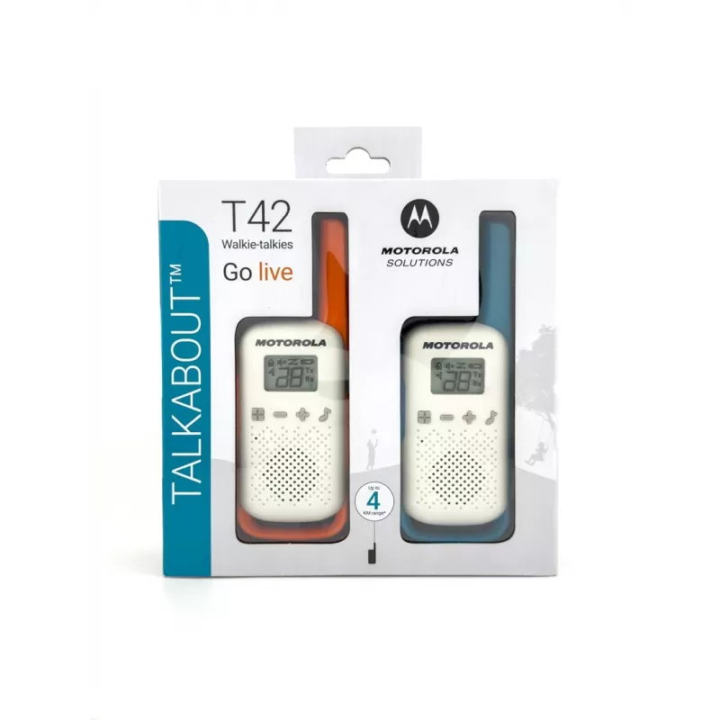 Motorola Talkabout T42 – walkie-talkie, pack de 2 (laranja-azul)