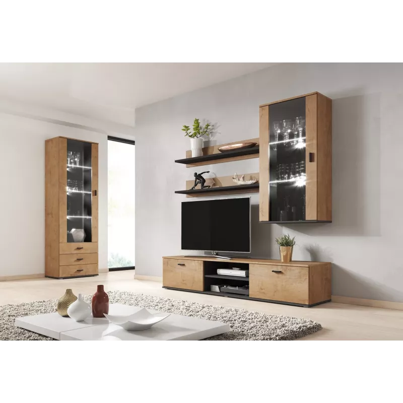 Conjunto de duas prateleiras Cama 125cm SOHO carvalho lefkas/preto