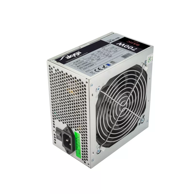 Fonte de alimentação ATX Akyga AK-B1-700 Basic 700 W, PFC passivo, ventoinha de 120 mm, cinzento