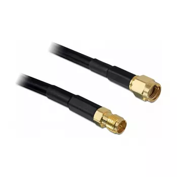 Cabo coaxial DeLOCK 5 m RP-SMA CFD200 preto