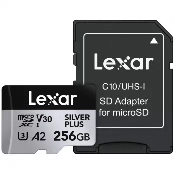 Cartão de memória microSD 256GB C10 A2 U3 V30 205/150MB/s Silver Plus