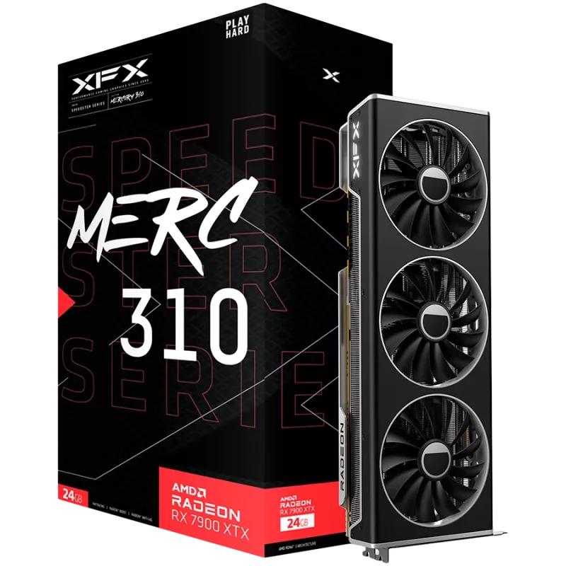Placa gráfica XFX Radeon RX 7900 XTX 24 GB GDDR6, PCIe 4.0, 384-Bit, 355 W, 3 ventoinhas
