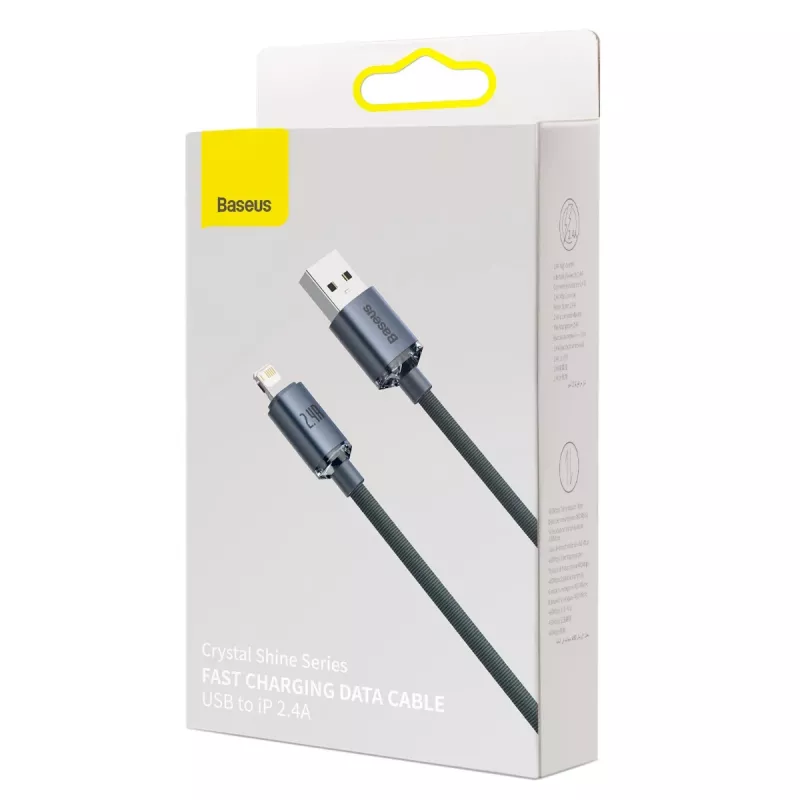 Cabo Baseus Crystal Shine USB para Lightning, 2,4A, 2m (preto)