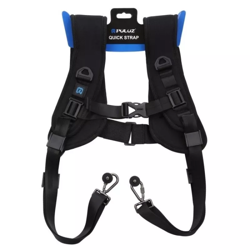 Correia de ombro dupla Puluz PU6002 correias ajustáveis para câmaras, suporte peitoral e dorsal portátil