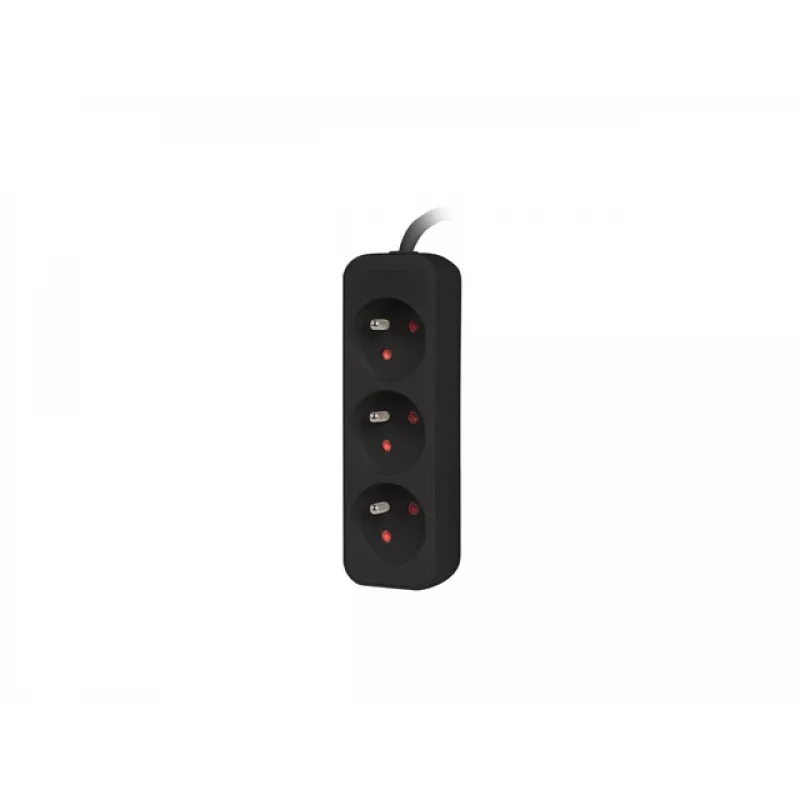 Extensão elétrica 1,5 m, preta, 3 tomadas, cabo de cobre maciço