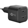 Carregador de parede GOOBAY 75333 — carregador universal AC-USB-C para interiores, 2x USB-C, 35 W, preto
