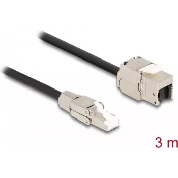 Cabo DeLOCK ficha RJ45 de montagem em campo para módulo Keystone conector fêmea RJ45 Cat.6A 3 m