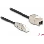 Cabo DeLOCK ficha RJ45 de montagem em campo para módulo Keystone conector fêmea RJ45 Cat.6A 3 m