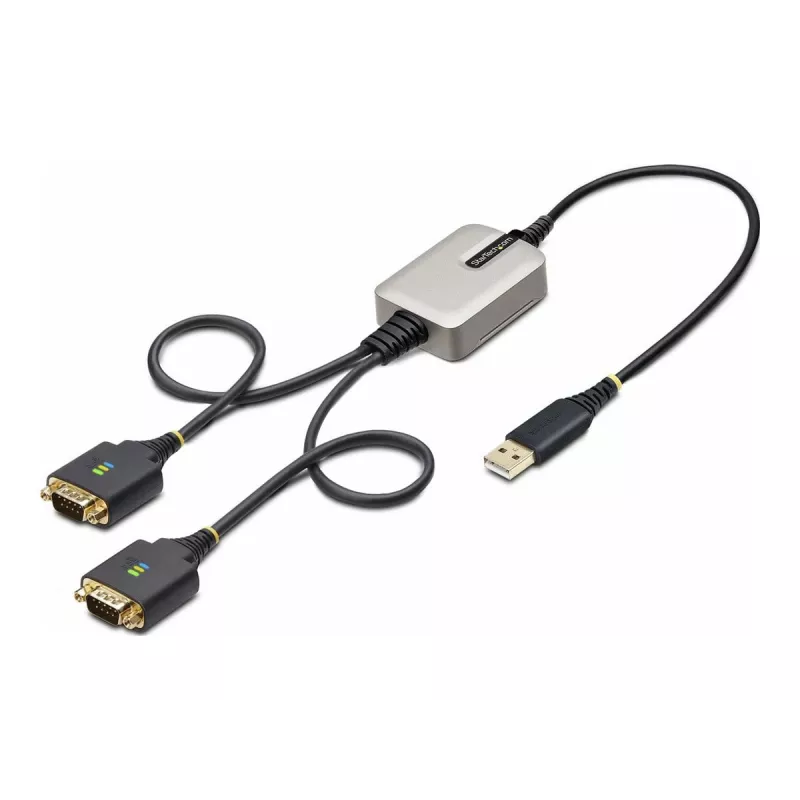 StarTech.com cabo adaptador USB para série de 2 portas de 2ft (60cm), parafusos/porcas DB9 substituíveis, retenção COM, USB-A para DB9 RS232, FTDI, proteção ESD nível 4, Windows/macOS/ChromeOS/Linux – construção robusta em TPE