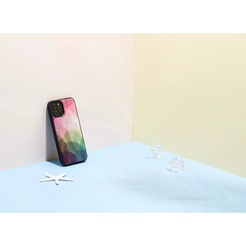 Capa de proteção iKins para Apple iPhone 12 Pro Max — design flores aquáticas, preto