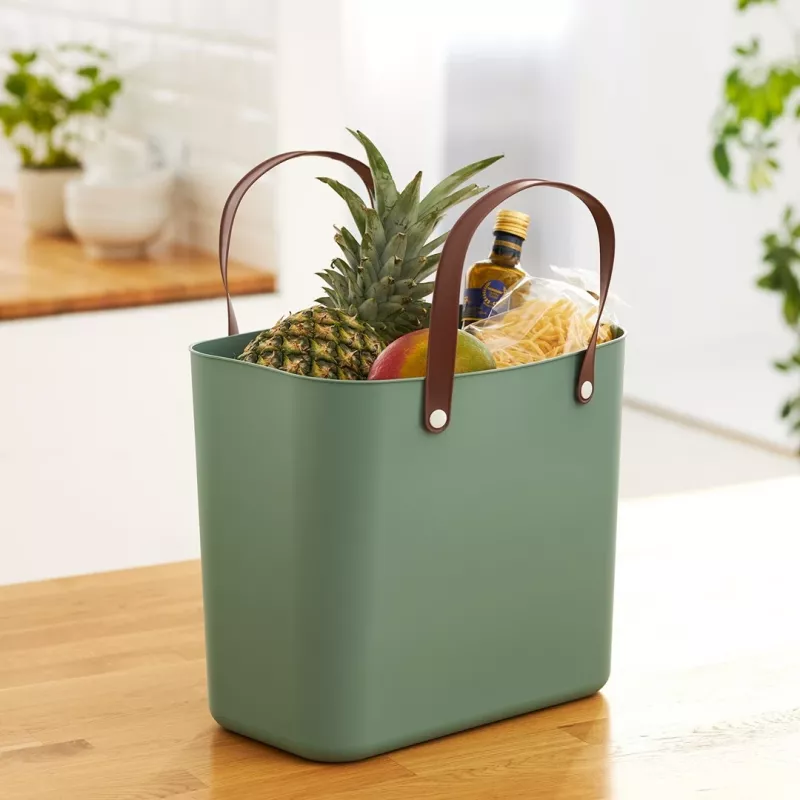 Saco rotho Albula verde 25 L plástico reciclado, 340×235×400 mm, carga máx. 40 kg